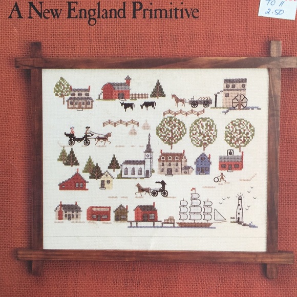 1981 “Olde Seaport Village: A New England Primitive” Cross Stitch Leaflet 🪡 - Picture 2 of 9